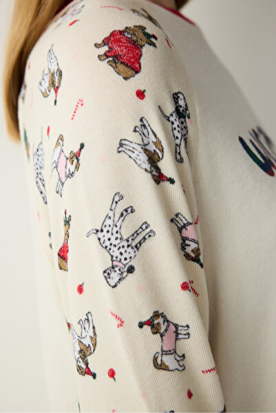 Penti Woofmas Ekru Sweatshirt Pijama Üstü