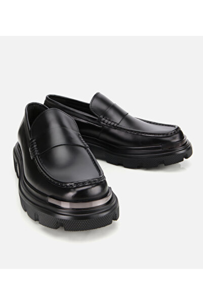 Hotiç Erkek Deri Siyah Yüksek Tabanlı Klasik Loafer