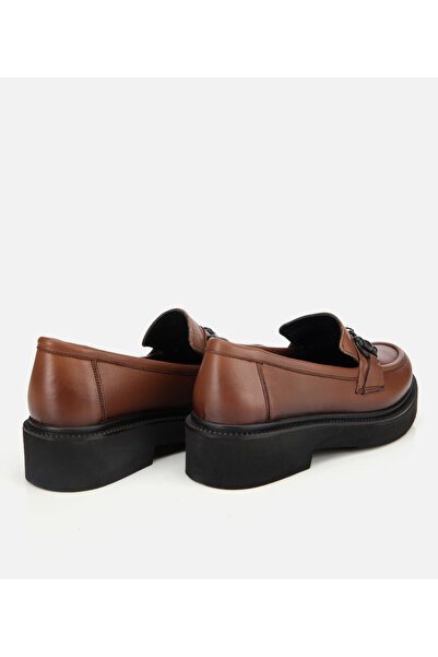 Hotiç Kadın Deri Kahverengi Kalın Tabanlı Klasik Loafer