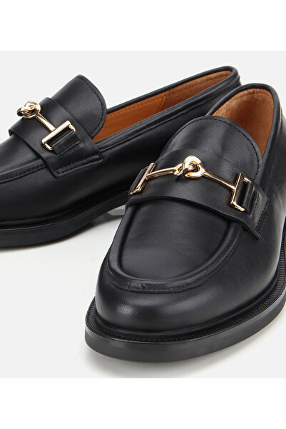 Hotiç Kadın Deri Siyah Tokalı Klasik Loafer