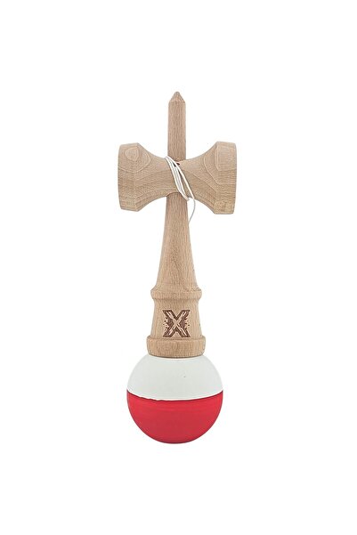 Bibilel Kids Kendama X Original Professional Wooden Rubber Grip 18 cm White/Red