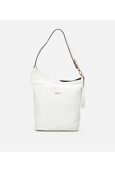 Hotiç Women's Leather White Asymmetric Soft Textured Shoulder Bag