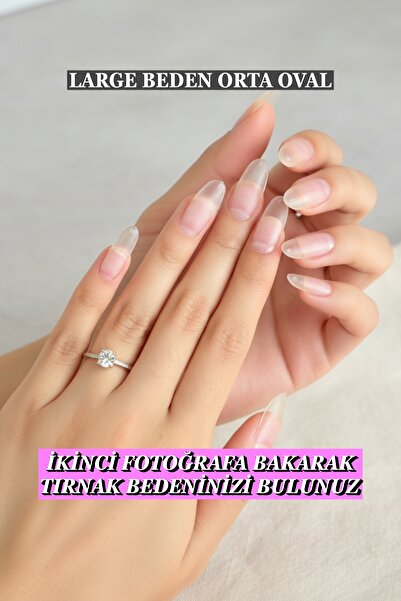 Easy Beauty 100 Adet LARGE Orta Oval Jel Takma Tırnak Seti Orta Uzunlukta