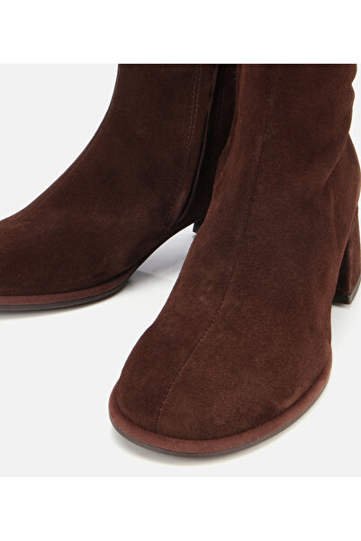 Hotiç Kadın Süet Deri Kahverengi Bilekte Topuklu Bot