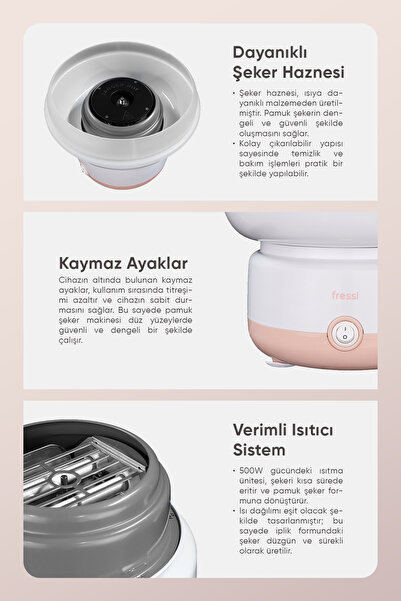 Fressi Çelik Hazneli 500W Pamuk Şeker Makinesi FR-PM01 CottoFun