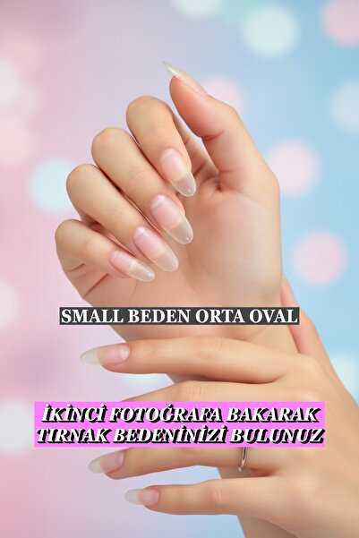 Easy Beauty 100 Adet Jel Tips SMALL Beden Orta Oval Protez Takma Tırnak Seti