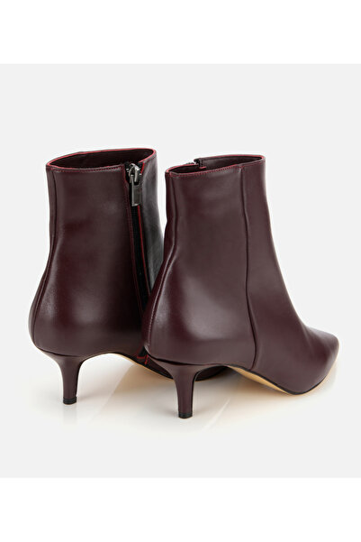 Hotiç Kadın Deri Bordo Yarım Topuklu Bot