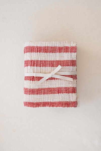 Barine Striped Thin Muslin Baby Blanket Set of 2 80X80 cm Red