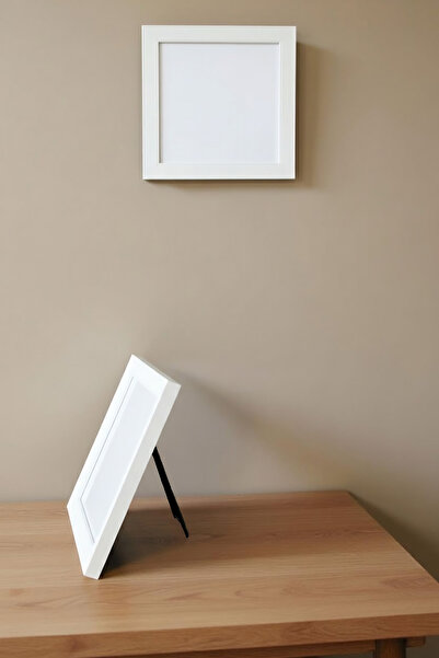 Wooden Factory Set of 6 White Frames – 20X20 cm (Outer Measurement) Square Wall Decoration and Photo Frame