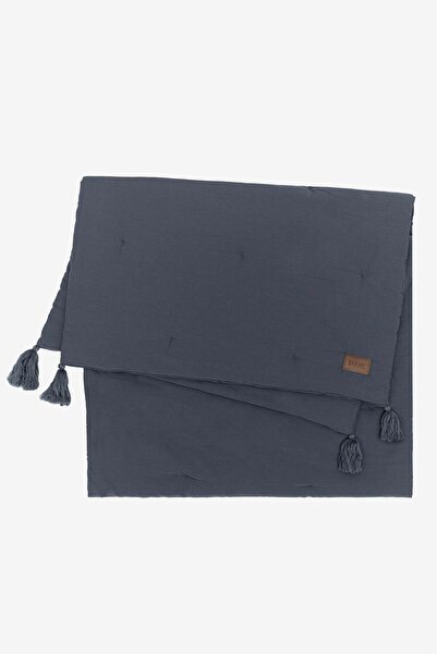 Barine Runner de pat din bumbac neted albastru închis 70x240