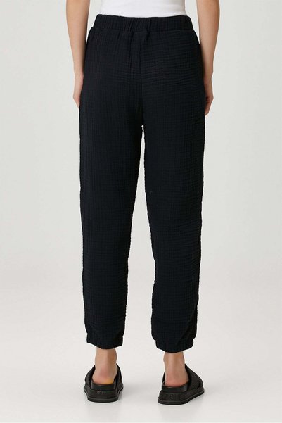 Barine Pantaloni de pijama din muselină din bumbac cu 4 straturi, negri