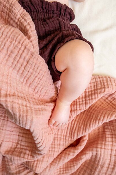 Barine Cocoon Cotton Muslin Baby Blanket Peach Pink