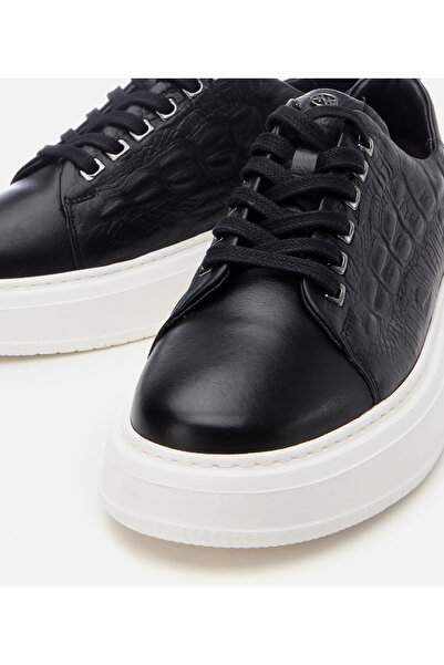 Hotiç Men's Leather Black Ultra Light Sole Sports Shoes