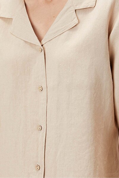 Barine Πιτζάμες Μπεζ Lino Λινό Πουκάμισο