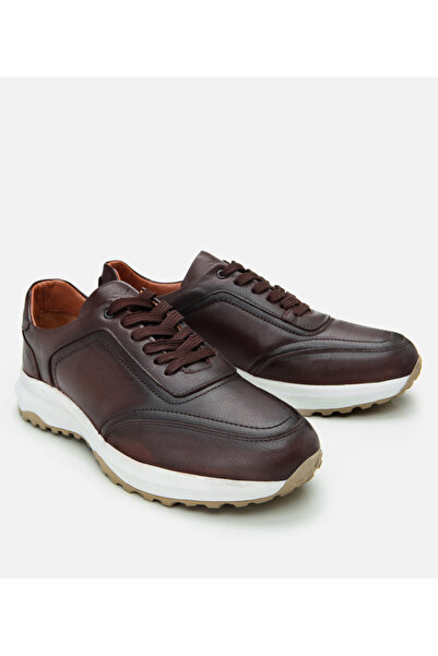 Hotiç Men's Leather Brown Soft Sole Sports Shoes