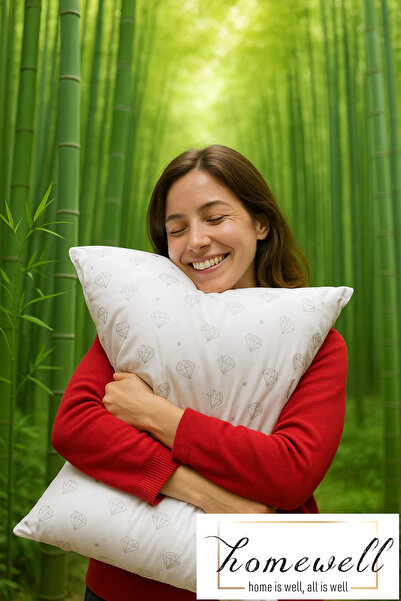 homewell %100 SAF BAMBU HİPOALERJENİK EKSTRA KILIFLI YASTIK DİAMOND