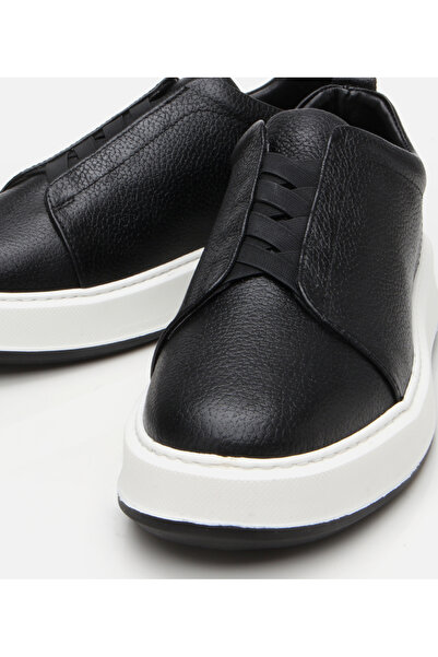 Hotiç Men's Leather Black Rubber Detailed Sports Shoes