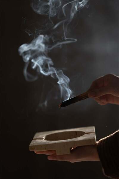 Barine Μαρμάρινο θυμιατήριο και θήκη στάχτη Palo Santo Φυσικό