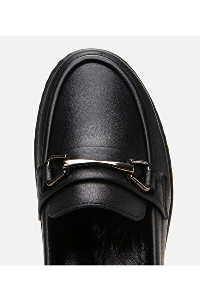 Hotiç Жіночі шкіряні чорні лофери на щодень з пряжкою