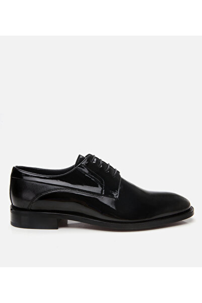 Hotiç Men's Patent Leather Black Stylish Classic Shoes