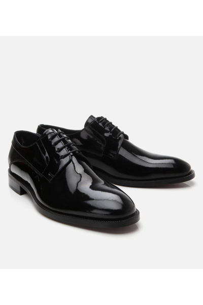 Hotiç Men's Patent Leather Black Stylish Classic Shoes