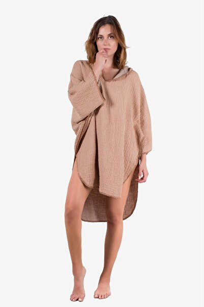 Barine Cocoon Cotton 4 Layer Muslin Adult Poncho Tan / Ανοιχτό καφέ