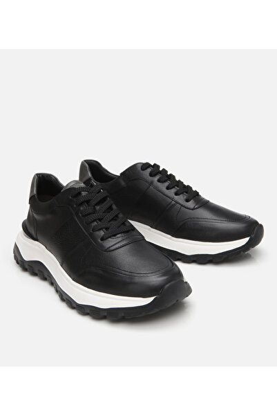 Hotiç Men's Leather Black Ultra Light Sole Sports Shoes