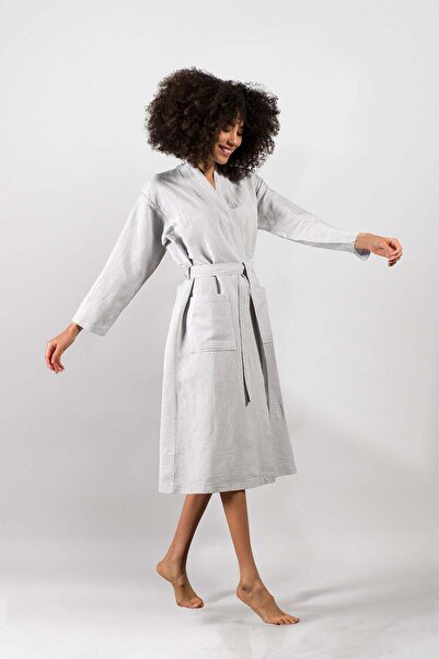Barine Serenity Випраний льон Унісекс Кімоно Світло-сірий