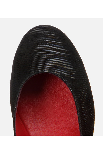 Hotiç Women's Leather Black Flexible Wedge Heeled Shoes