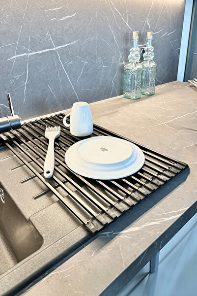 Prima Nova Lavabo Üstü Katlanabilen Bulaşıklık Paslanmaz Aluminyum - Siyah