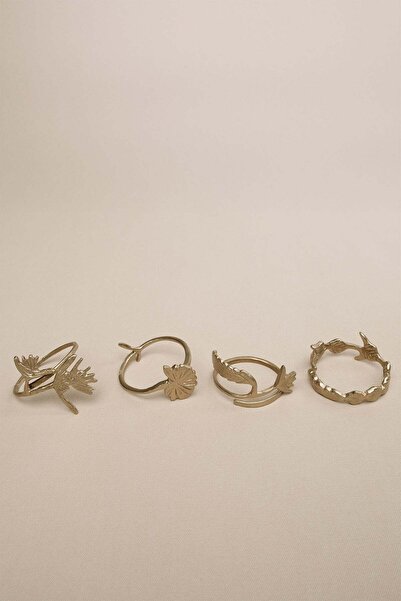 Barine Набір з 4 рисових серветкових кілець із змішаних квітів, золотий, 5 см...