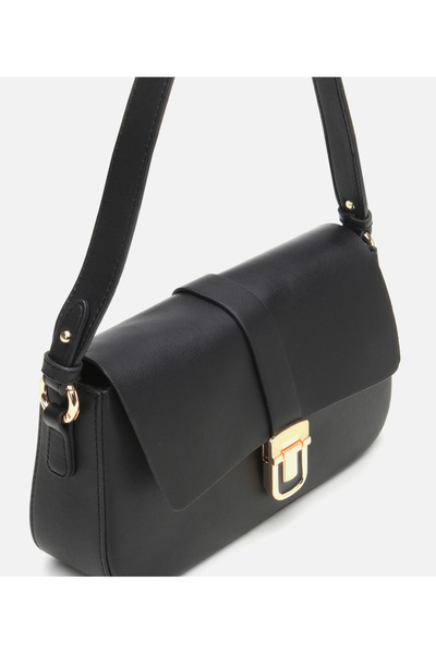 Hotiç Women's Black Lock Detailed Crossbody Bag