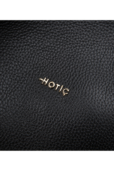 Hotiç Women's Leather Black Staple Detailed Tote Bag