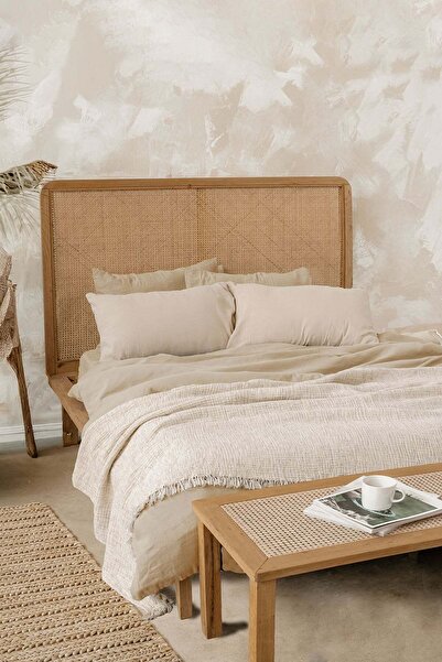 Barine Haze Özel İplikli 4 Kat Muslin Yatak Örtüsü Krem