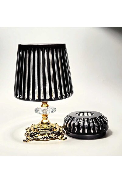 Kristal Market حامل شموع زخرفي مصنوع يدويًا من الكريستال المنقوش بنمط عمودي، ...