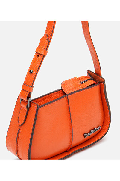 Hotiç Women's Leather Orange Adjustable Strap Mini Bag