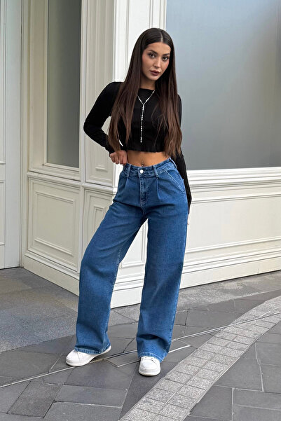 BİKELİFE Women's High Waist Wide Leg Stretchy Casual Pleated Palazzo Pants