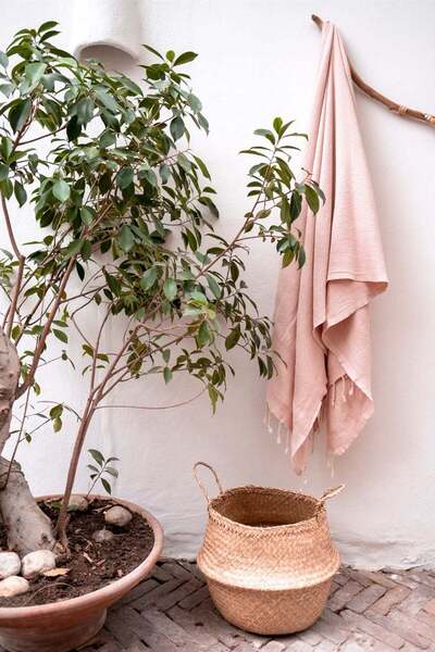 Barine Відкритий рожевий бавовняний плед - 140x170