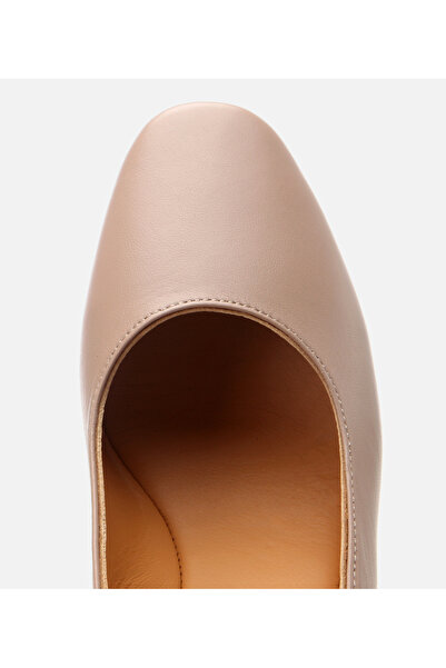 Hotiç Kadın Deri Bej Rahat Kalın Topuklu Ayakkabı