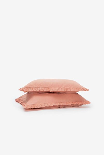 Barine Μαξιλαροθήκη Frill Flax 2 τεμαχίων Ροδάκινο 50x70