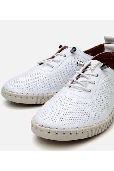 Hotiç Women's Leather White Comfort Shoes