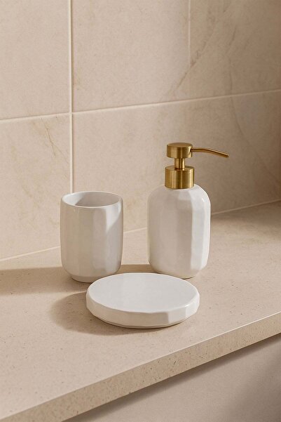 Barine Ivory Ceramic 3-Piece Bathroom Set