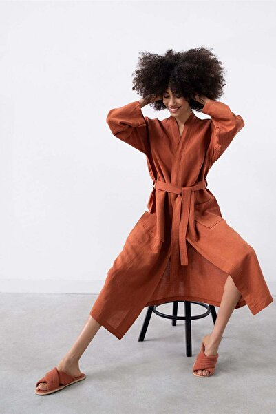 Barine Serenity Keten Kimono Kiremit