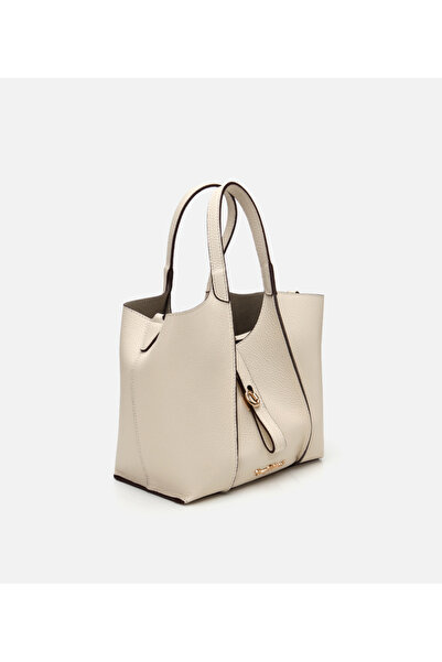 Hotiç Women's Leather Ecru Lock Detailed Tote Bag