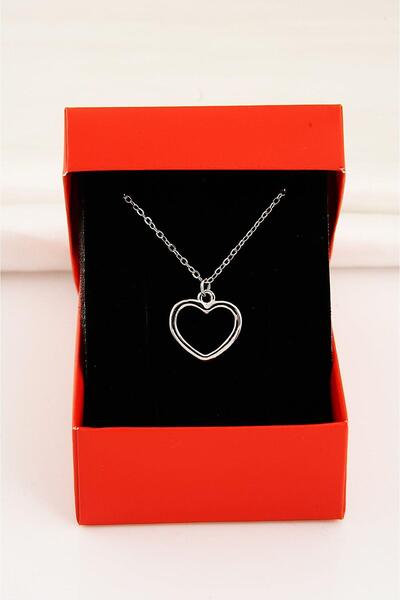 EUROMODA قلادة فضية اللون بتصميم قلب محاصر