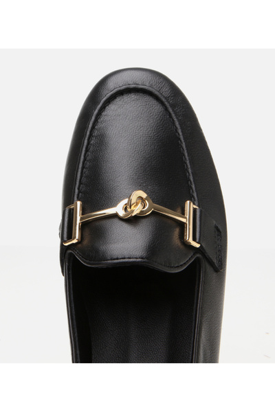 Hotiç Kadın Deri Siyah Tokalı Klasik Loafer