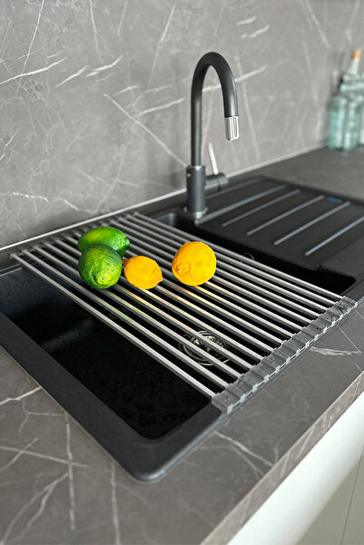 Prima Nova Primanova Lavabo Üstü Katlanabilen Mutfak Rafı - Gri