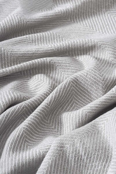 Barine Wool Herringbone Yünlü Koltuk Şalı Gri 120x170