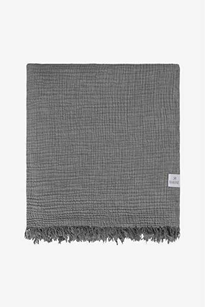 Barine Cocoon 4 Katlı Müslin Koltuk Şalı, Battaniye Koyu Gri