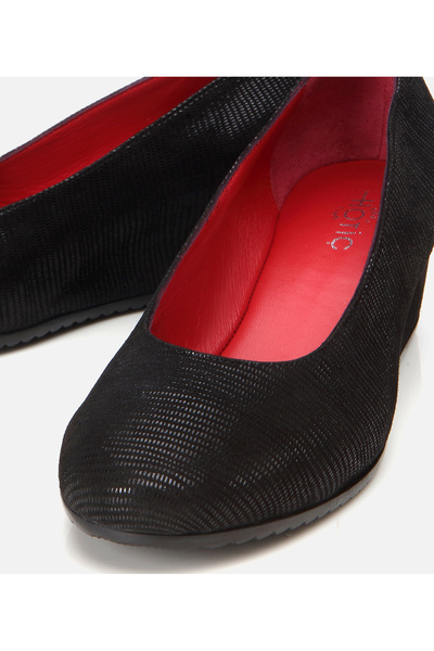 Hotiç Women's Leather Black Flexible Wedge Heeled Shoes